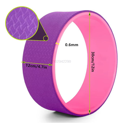 12" Yoga Wheel Back Roller Deep Tissue Massager Yoga Stretching Equipmen for Back Pain Relief Improving Yoga Poses Relaxation