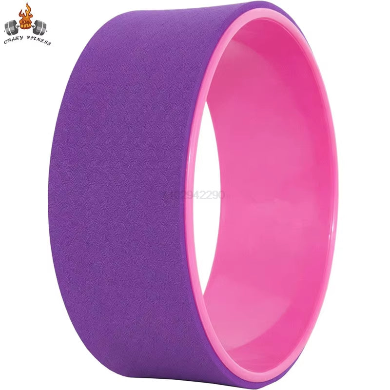 12" Yoga Wheel Back Roller Deep Tissue Massager Yoga Stretching Equipmen for Back Pain Relief Improving Yoga Poses Relaxation