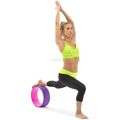 12" Yoga Wheel Back Roller Deep Tissue Massager Yoga Stretching Equipmen for Back Pain Relief Improving Yoga Poses Relaxation